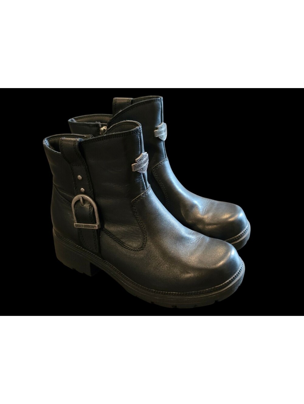 Harley Davidson Madera Womens Black Leather Motorcycle Boots Size 6 M